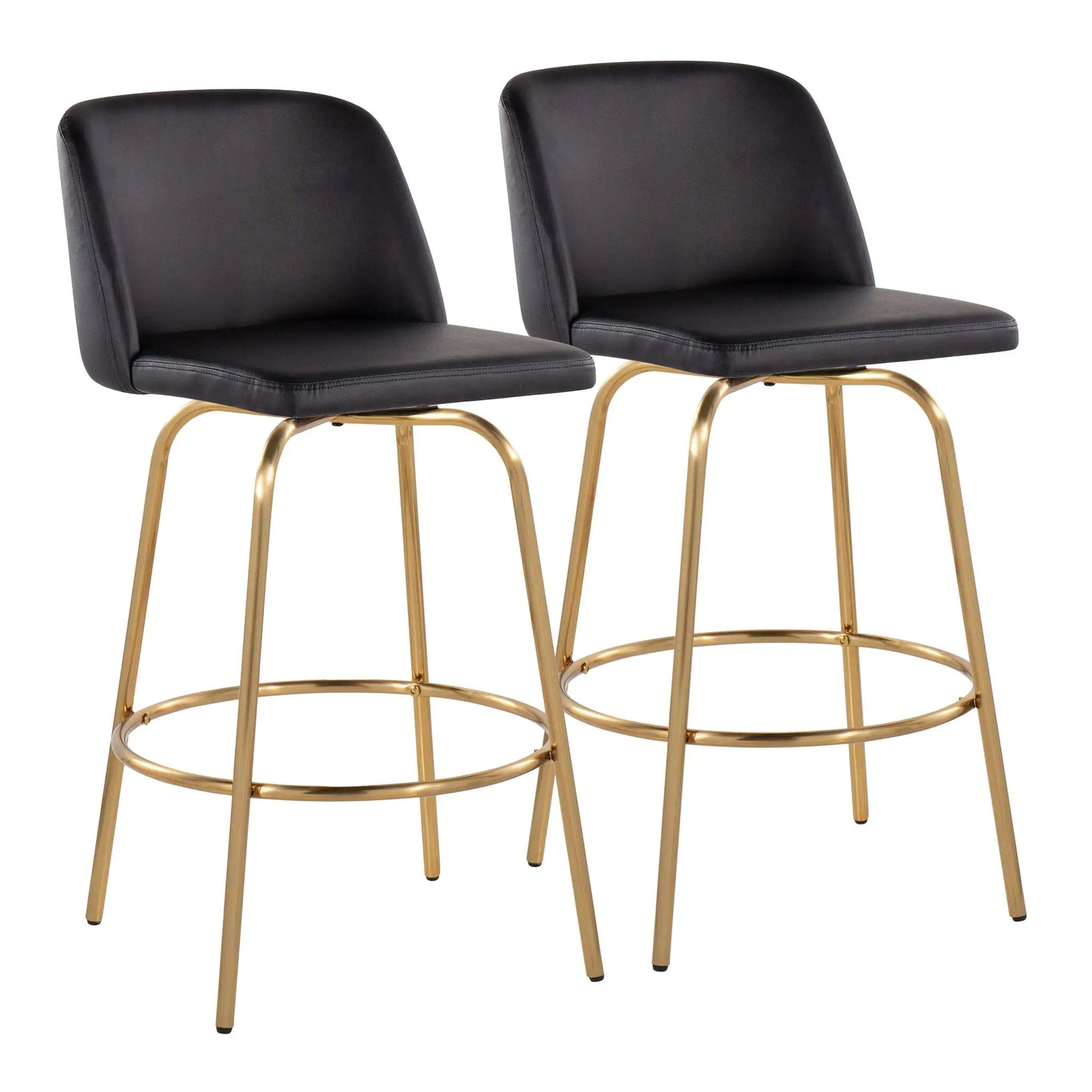 Toriano - Contemporary, Fixed Height Counter Stool With Swivel With Round Footrest (Set of 2) by HouseOfZazla