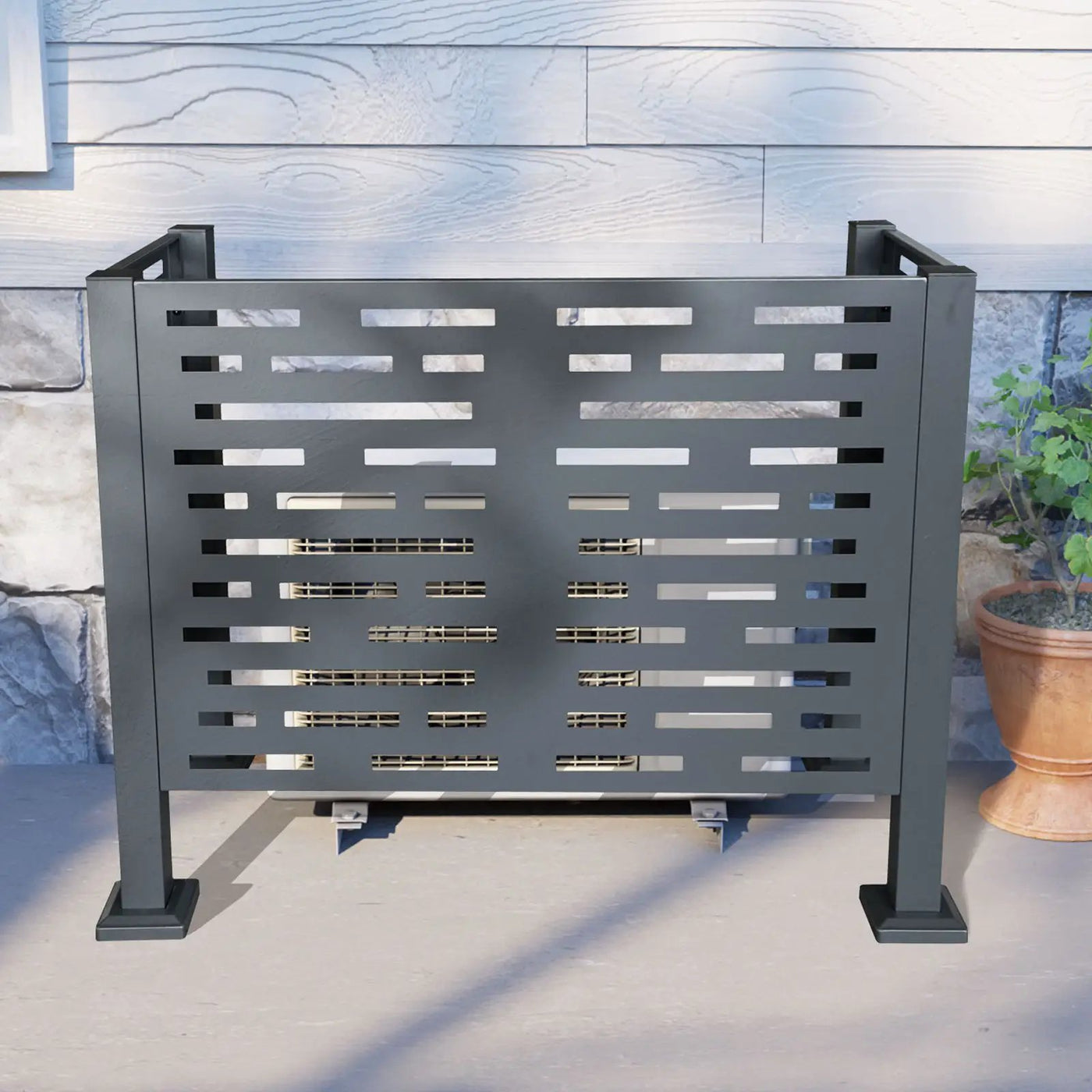 Air Conditioner Fence For Outdoor Units, Metal Privacy Fence Cover, Perfect To Conceal Air Conditioning Units, 3 Fence Panel by HouseOfZazla