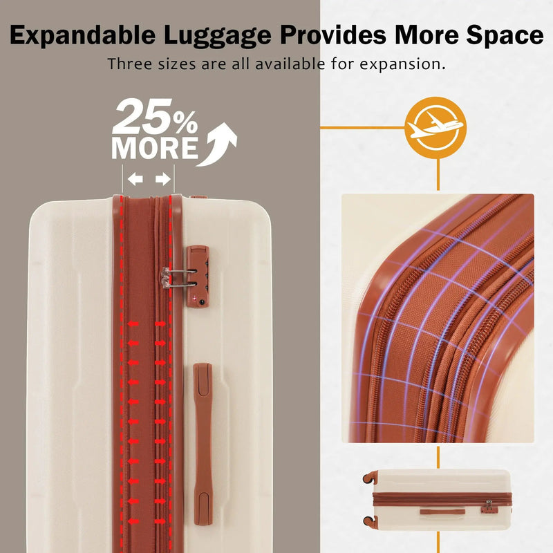 2 Piece Luggage Set With Bags Expanable Spinner Wheels ABS Lightweight Suitcase With Tsa Lock 20" / 24" by HouseOfZazla