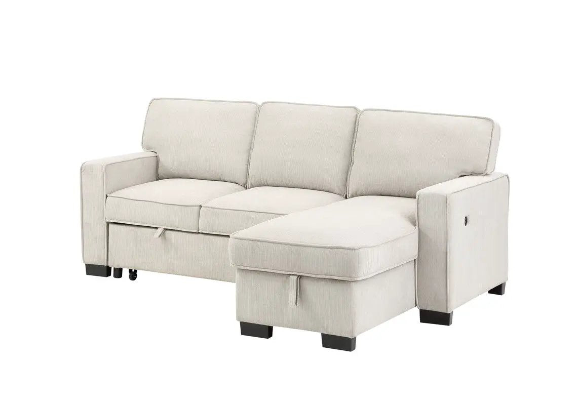 Estelle - Fabric Reversible Sleeper Sectional With Storage Chaise Drop-Down Table 2 Cup Holders And 2 USB Ports by Unique Piece Furniture
