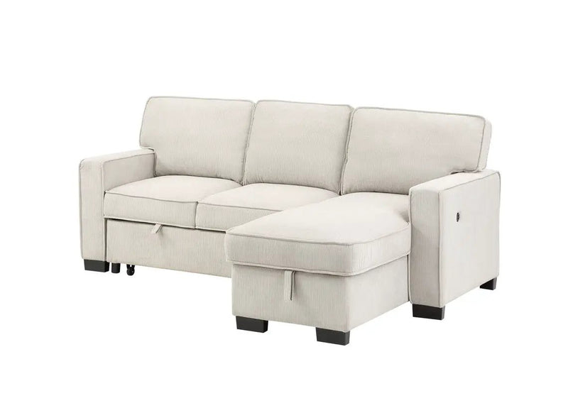 Estelle - Fabric Reversible Sleeper Sectional With Storage Chaise Drop-Down Table 2 Cup Holders And 2 USB Ports, photo 5 of 7
