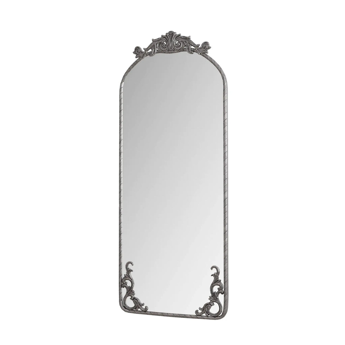 Full Body Arched Mirror With Vintage Carved Applique by HouseOfZazla
