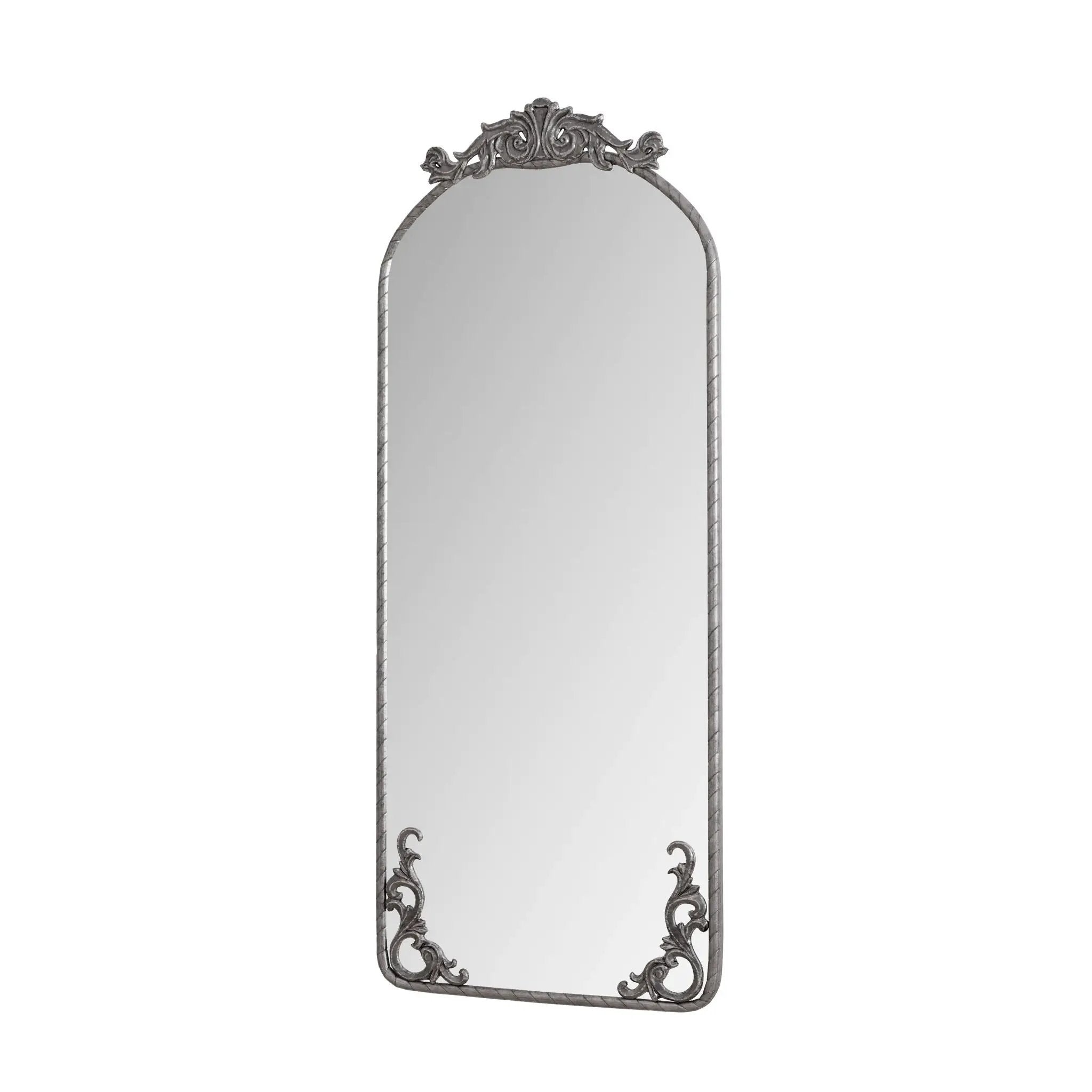 Full Body Arched Mirror With Vintage Carved Applique by HouseOfZazla