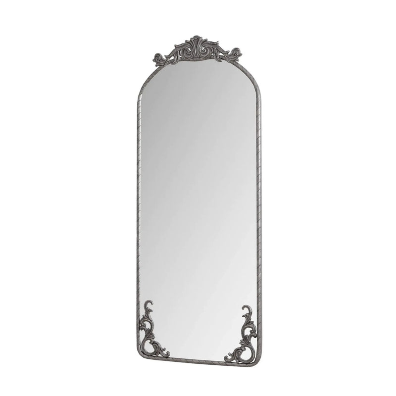 Full Body Arched Mirror With Vintage Carved Applique by HouseOfZazla