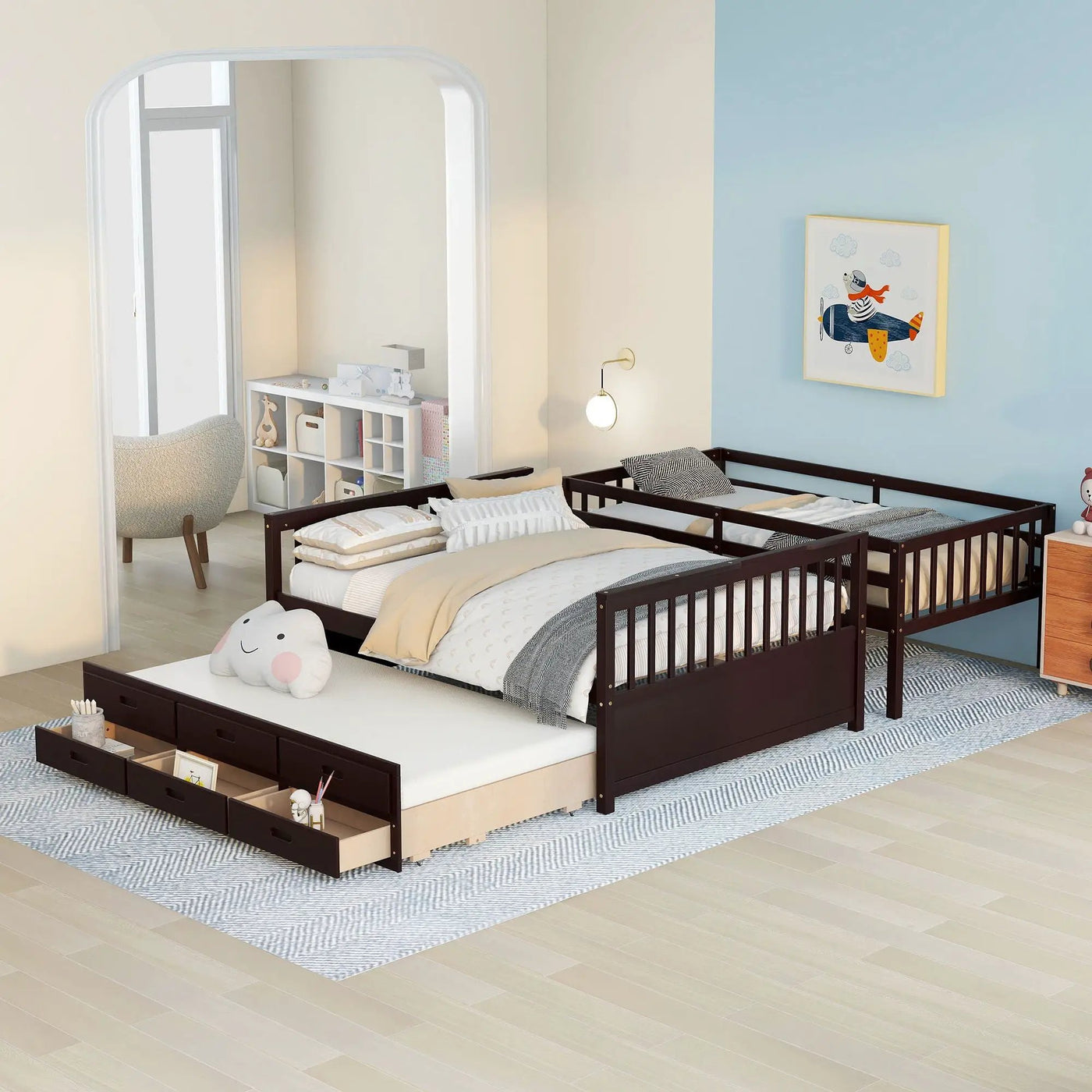Bunk Bed With Twin Size Trundle And Drawers by Unique Piece Furniture