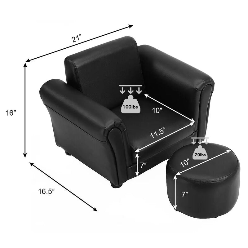 Kids Armrest Sofa with Ottoman by DirectDeals
