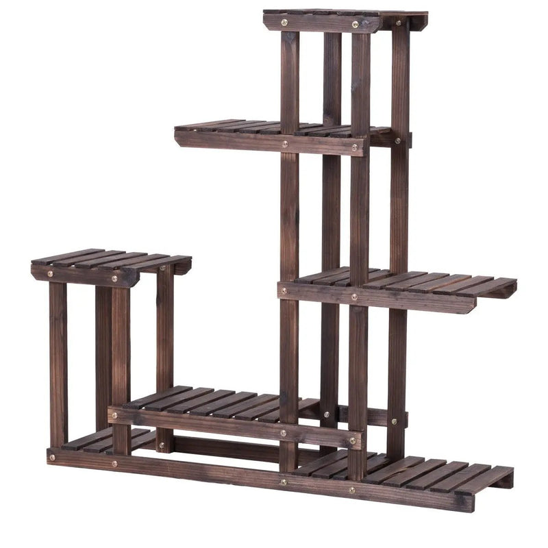 6-Tier Garden Wooden Plant Flower Stand Shelf for Multiple Plants Indoor or Outdoor by DirectDeals