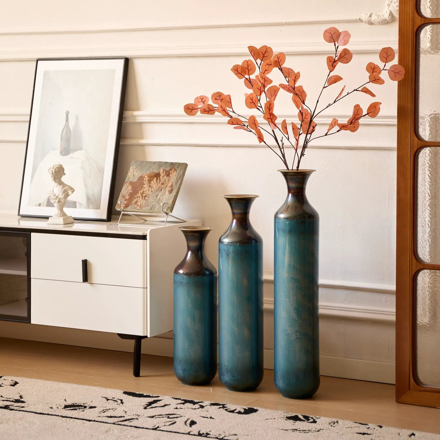 Modern Droplet Shaped Floor Vase Set, 3 Piece Home Decor by HouseOfZazla