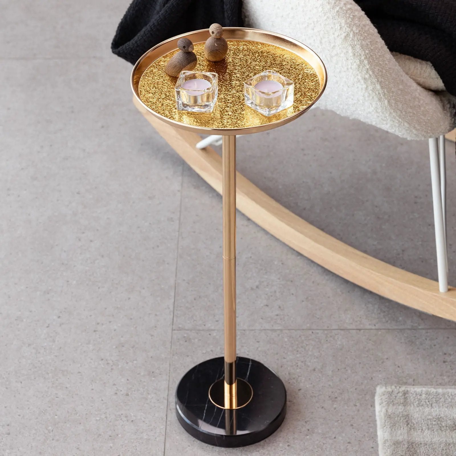 Adjustable Pedestal Side Table For Living Room - Gold / Black by HouseOfZazla