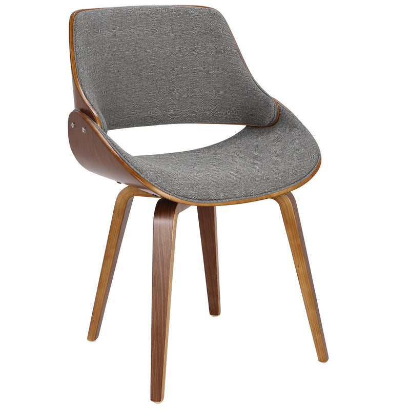 Folia - 3 Piece Dining Set Round Fabrizzi Mid-Century Modern - Walnut / Gray by HouseOfZazla
