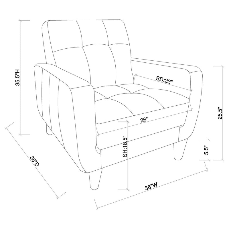 Aaron Upholstered Track Arm Tufted Accent Chair Black by Unique Piece Furniture
