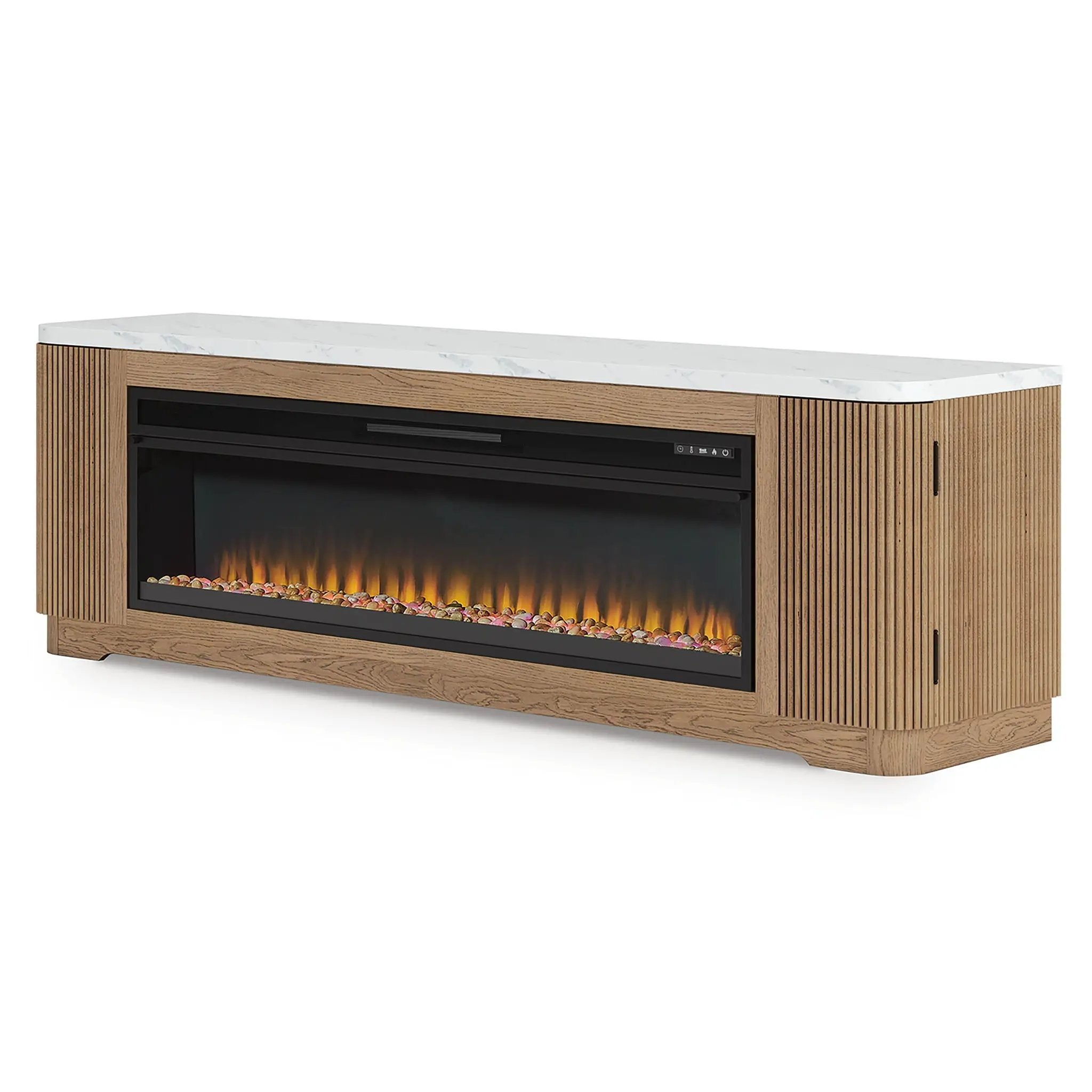 Camdill - 80" TV Stand With Electric Fireplace - Light Brown by Unique Piece Furniture