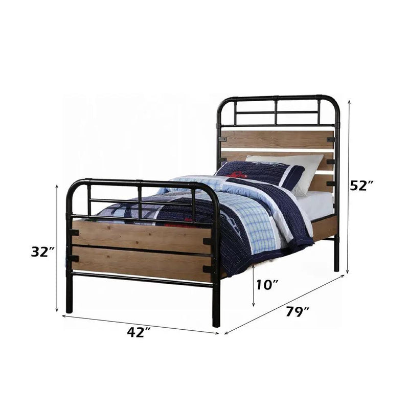 Adams - Twin Bed - Antique Oak & Black by Unique Piece Furniture