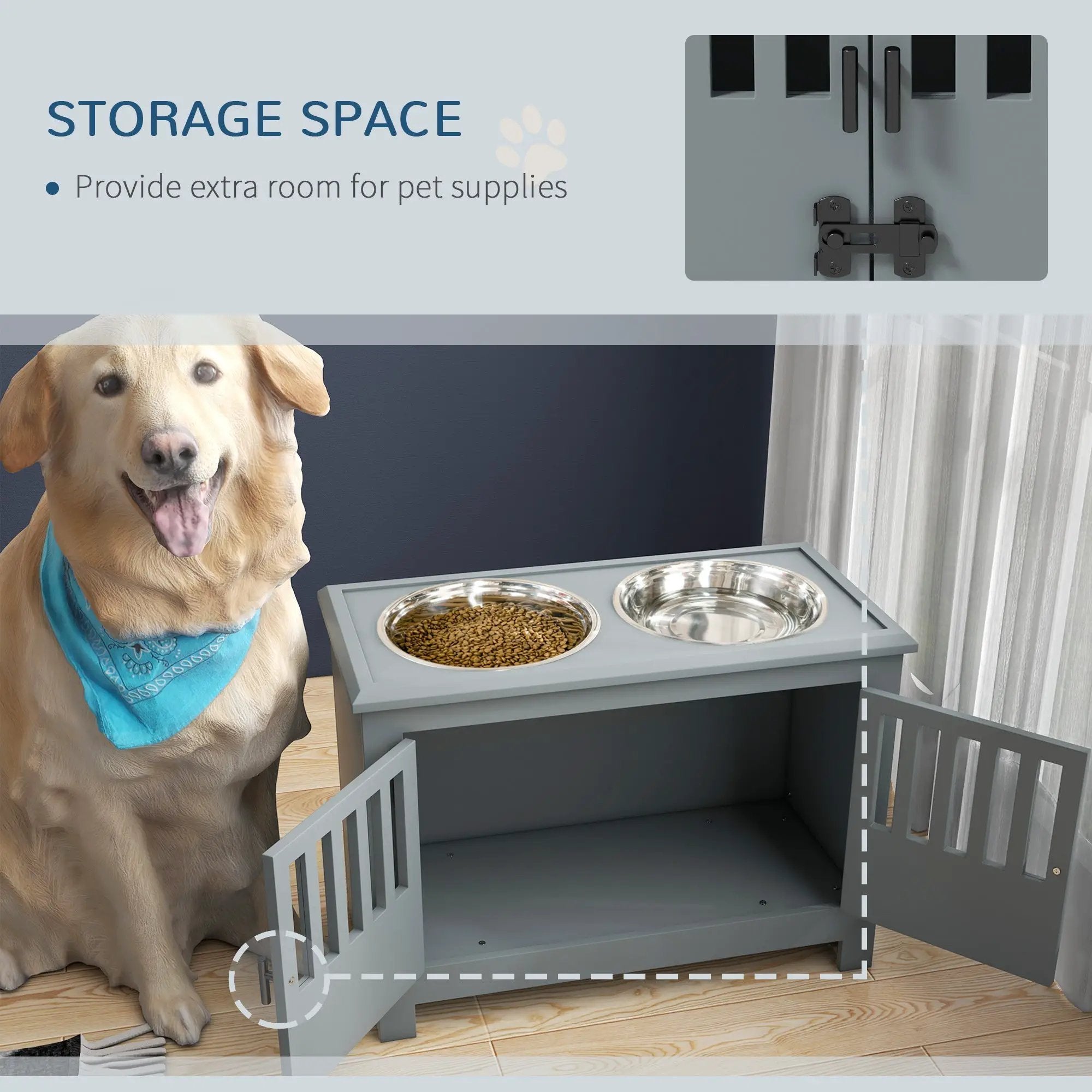 PawHut Large Elevated Dog Bowls with Storage Cabinet by HouseOfZazla