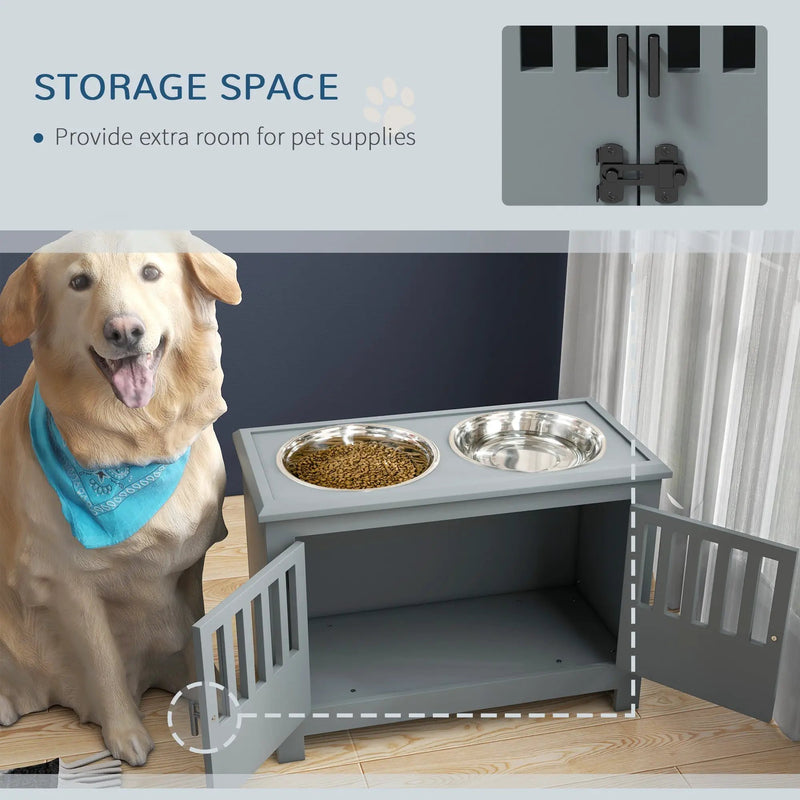 PawHut Large Elevated Dog Bowls with Storage Cabinet by HouseOfZazla