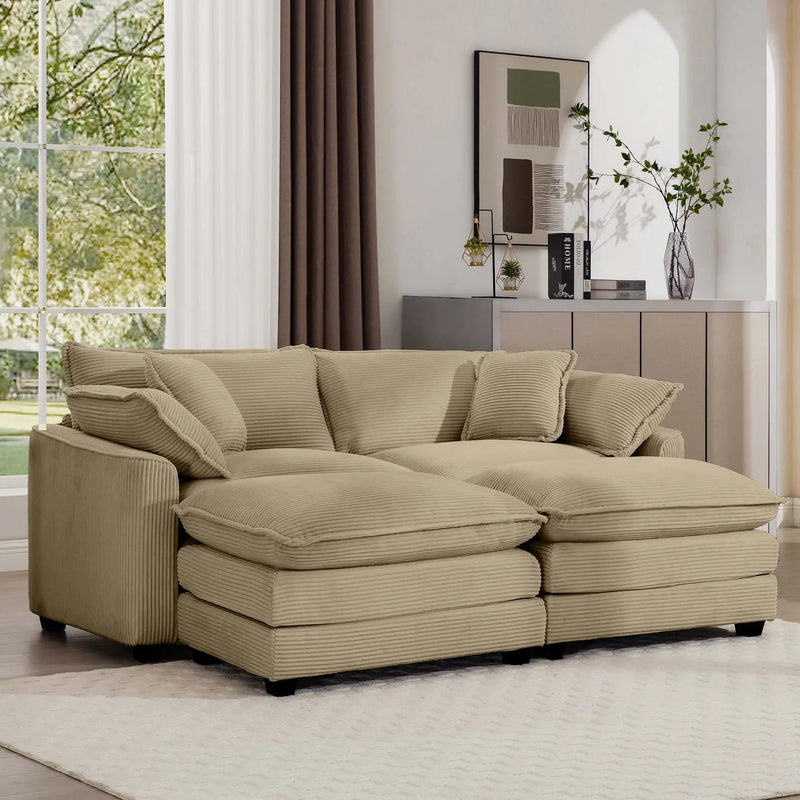Modern Oversized Modular Cushion Sofa With Ottoman, Low Back, Deep Seating Sofa Set by Unique Piece Furniture