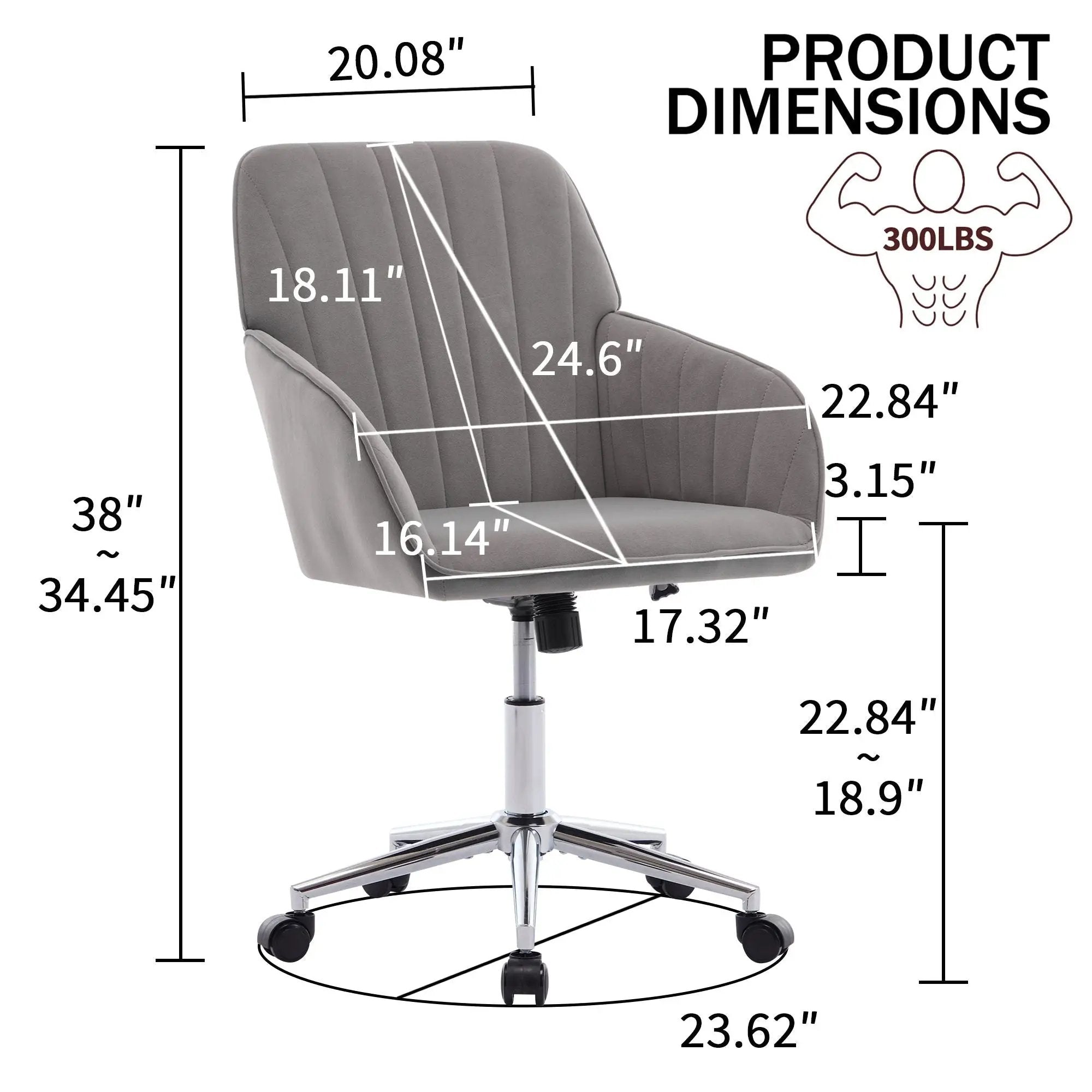 Adjustable Ergonomic Office Chair, Swivel Backrest Seat by Unique Piece Furniture