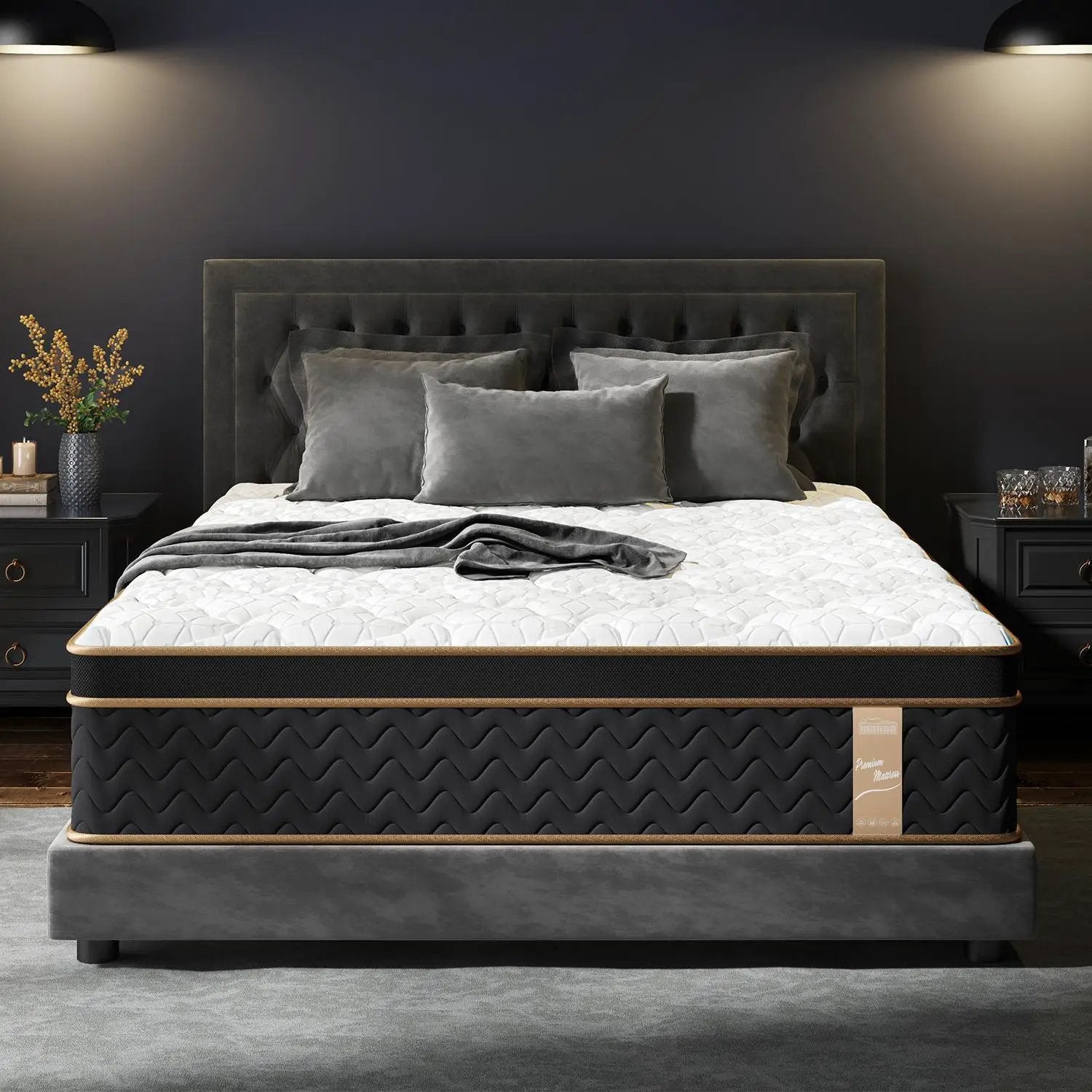 Plush Hybrid Mattresses With Gel Memory Foam, Individual Pocket Spring Motion Isolation Edge Support by HouseOfZazla