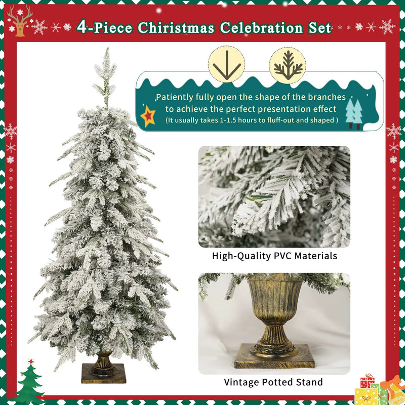 Pre-Lit Christmas Artificial Tree 4-Piece Set by HouseOfZazla