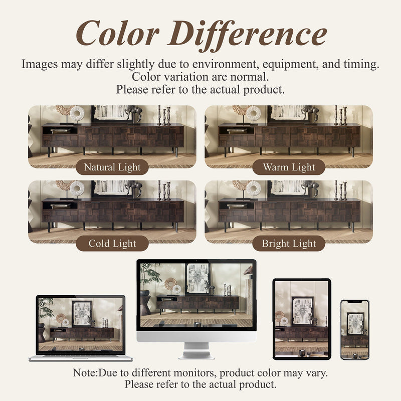 78" TV Stand With Storage Cabinets For Living Room - Walnut by HouseOfZazla