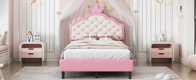 Lovely Crown Fantasy Princess Bed With Tufted Headboard by HouseOfZazla