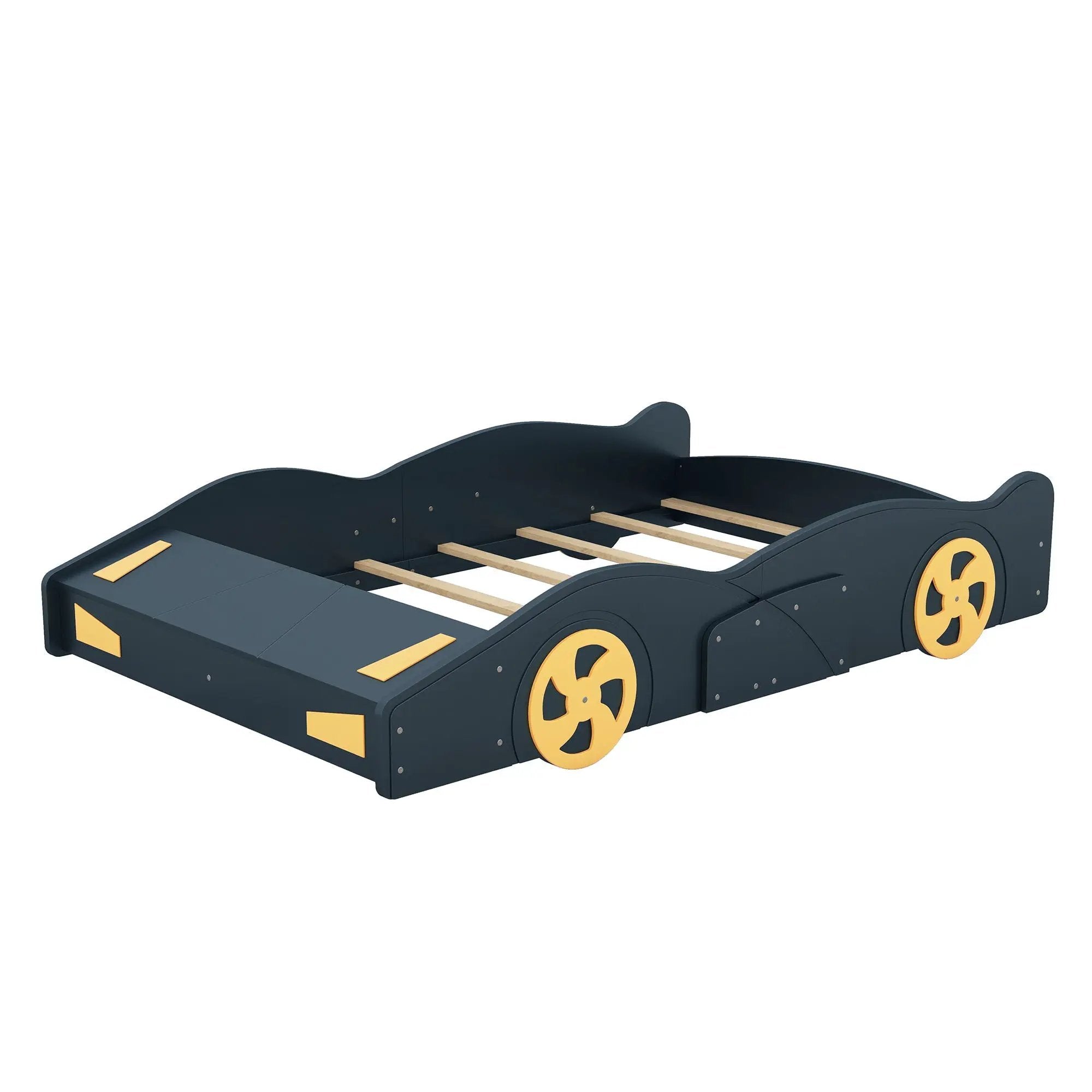 Race Car Shaped Platform Bed With Wheels And Storage by HouseOfZazla