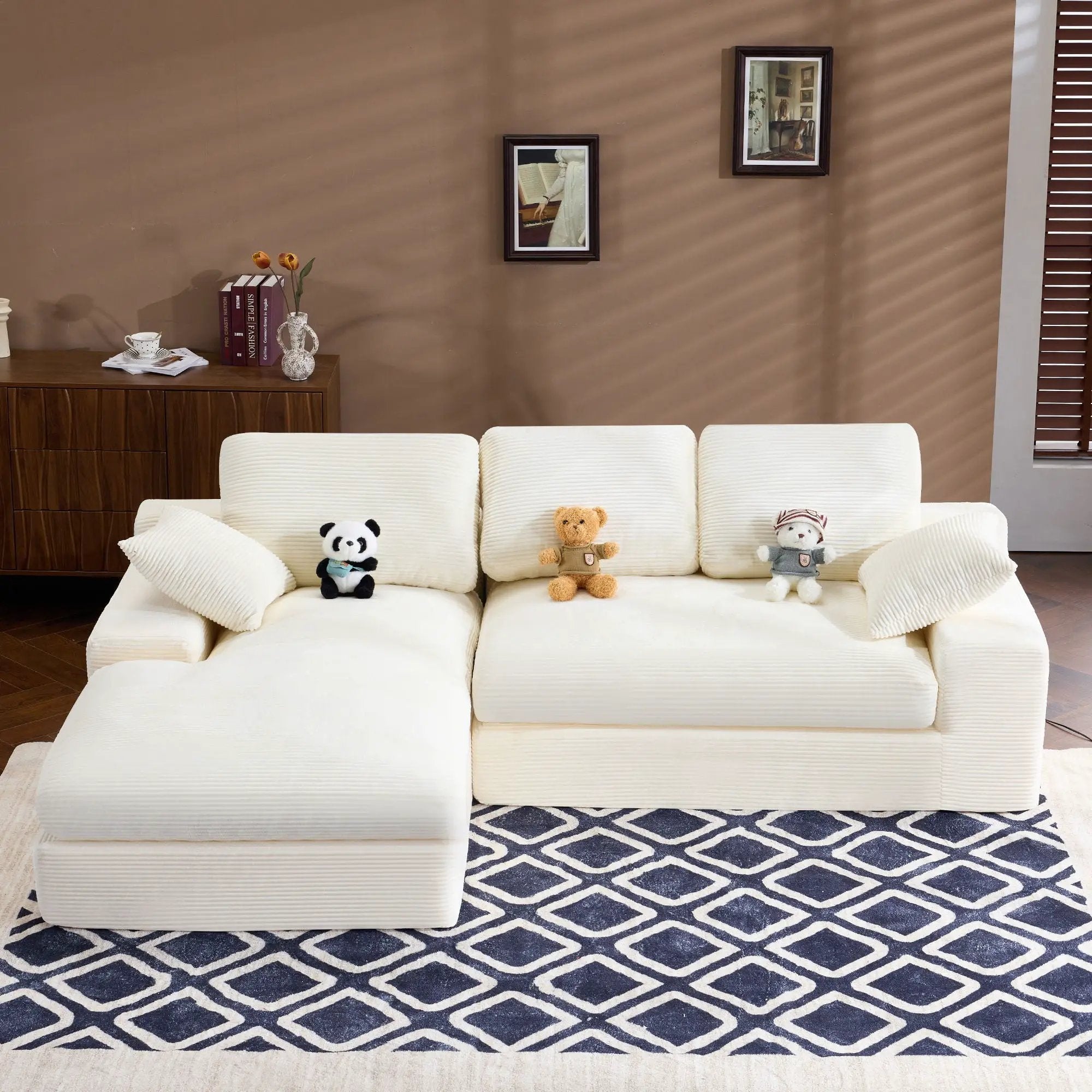 Compressed Sofa With 3 Back Cushions, 2 Throw Pillows by Unique Piece Furniture