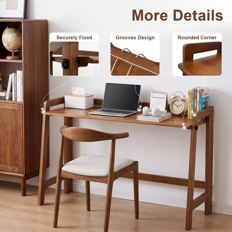 Solid Wood Folding Desk, 49" Mid Century Modern Computer Desk by HouseOfZazla