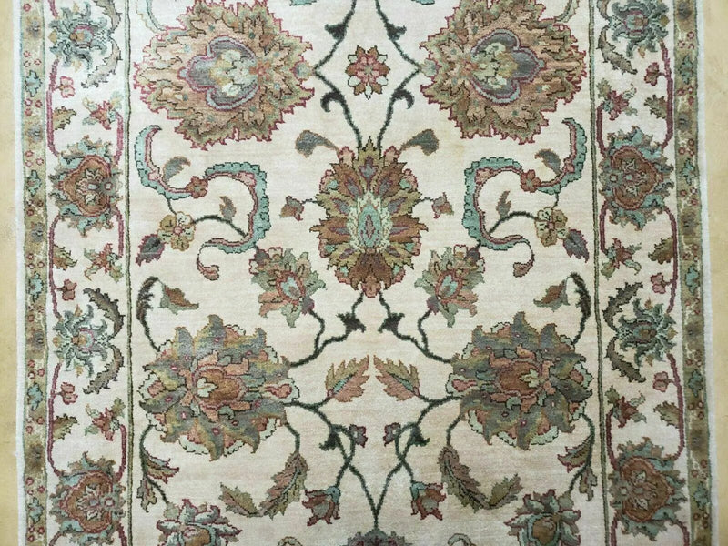 4x12 Vintage Oriental Runner Rug Hand Knotted Indian Agra Wool Tea Washed Beige by Jewel Rugs