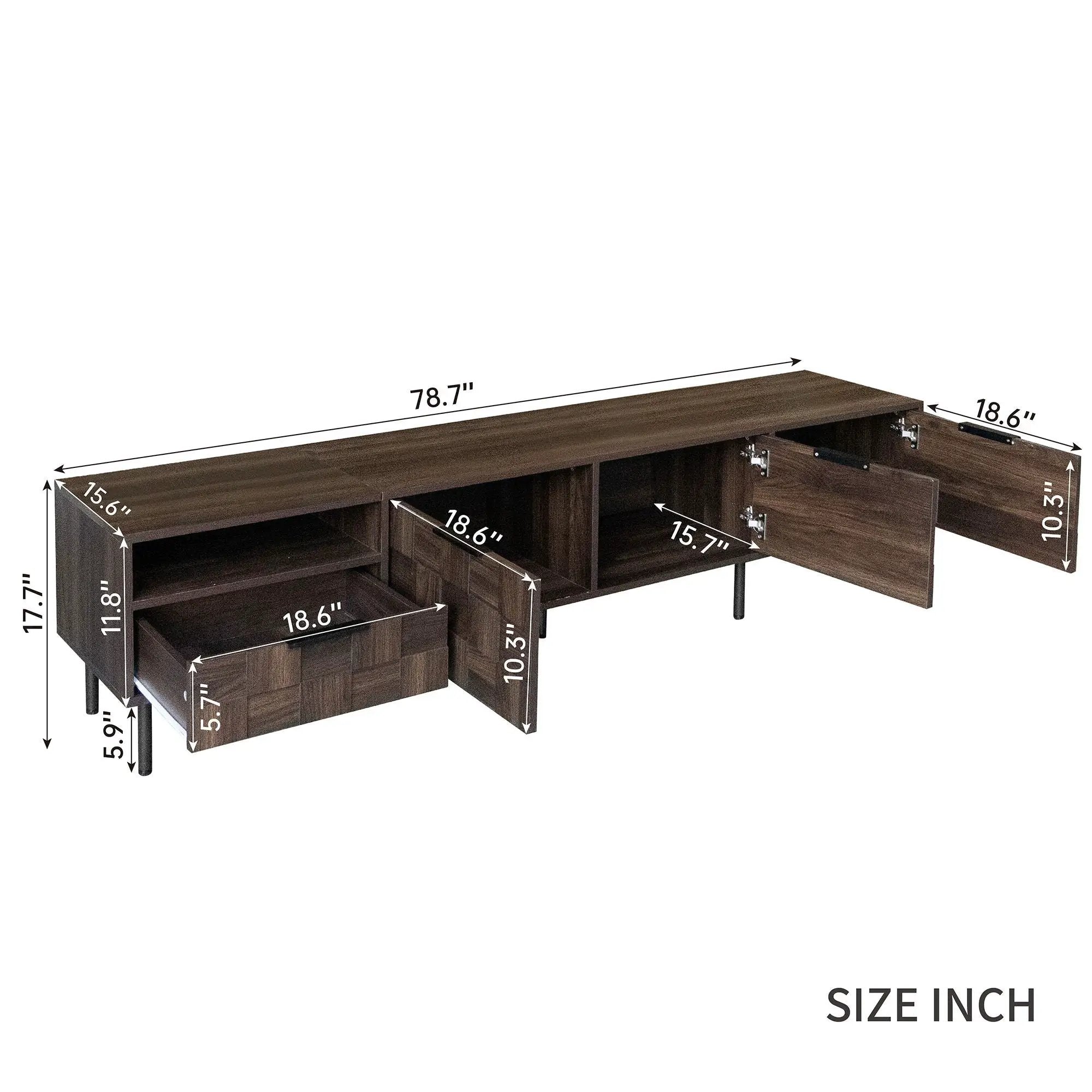 78" TV Stand With Storage Cabinets For Living Room - Walnut by Unique Piece Furniture