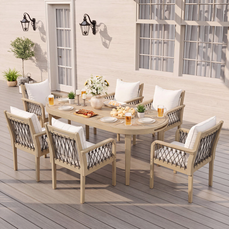 7-Piece Outdoor Acacia Wood Dining Set by HouseOfZazla