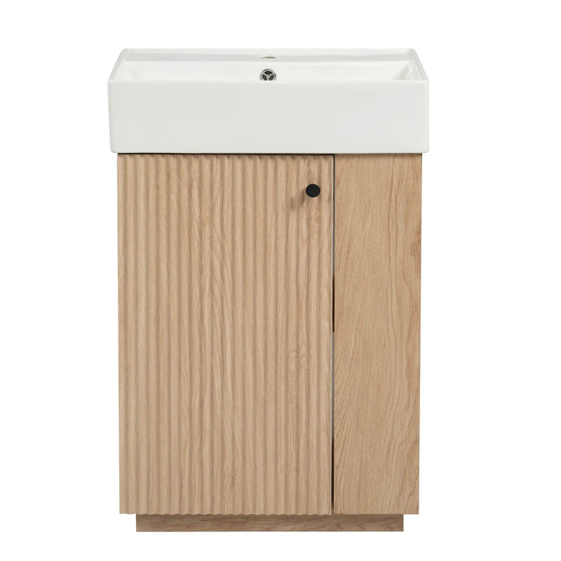Bathroom Vanity With Sink, Freestanding Wood Grain Cabinet With Storage by Unique Piece Furniture