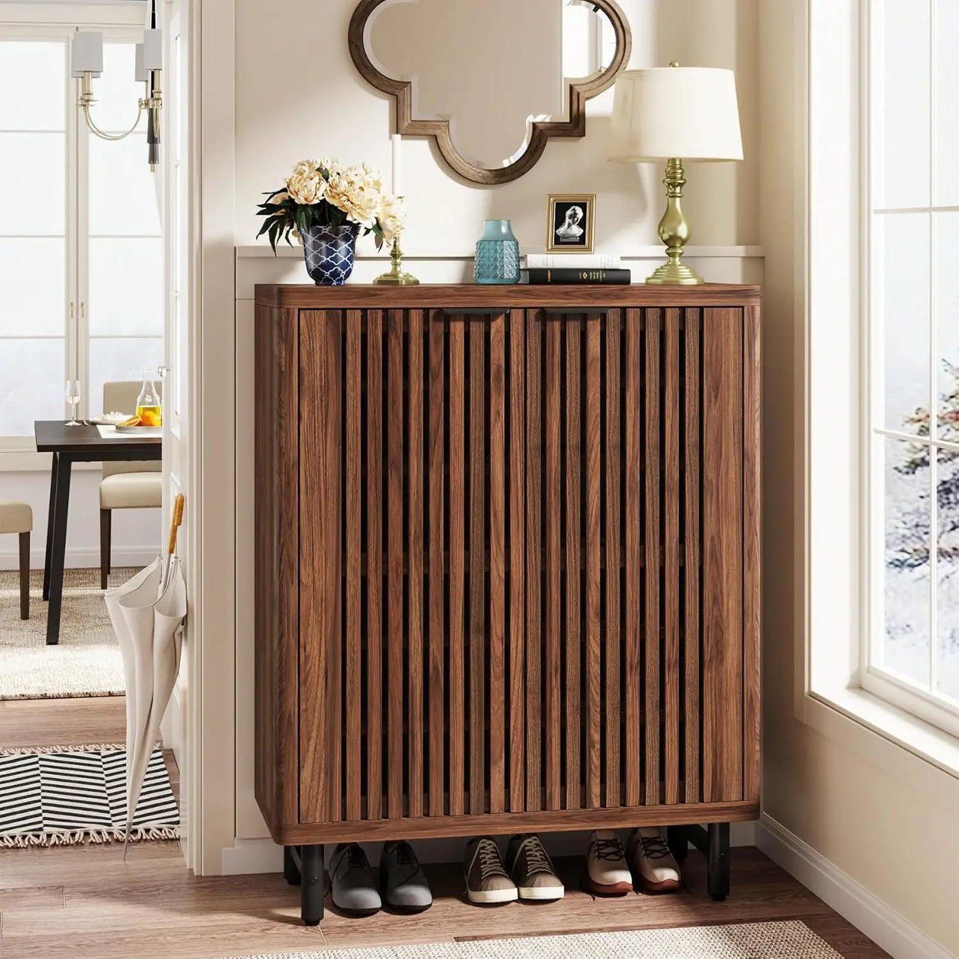 6 Tier Shoe Cabinet With Louvered Doors by HouseOfZazla