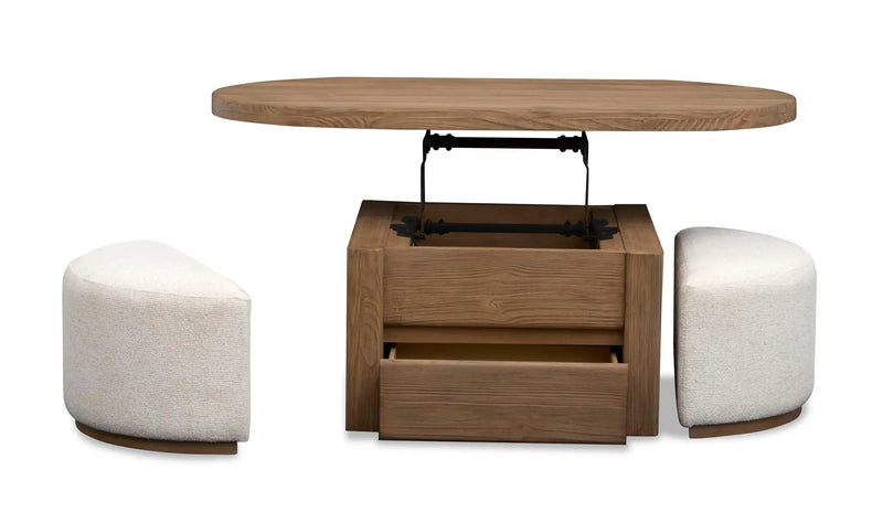 Hayden - Lift Top Storage Cocktail Table With Casters And Two Upholstered Stools - Golden Oat by Unique Piece Furniture