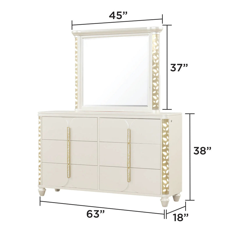 Cinderella - Dresser With LED Accents And 6 Storage Drawers (Mirror Not Included) - Beige by HouseOfZazla