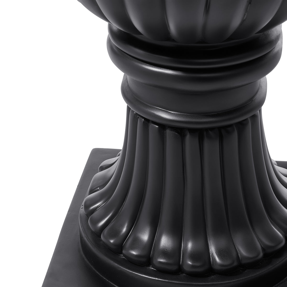 Classical Roman Pedestal Urn Decorative Outdoor Planter with Embossed Floral – Black, photo 7 of 8