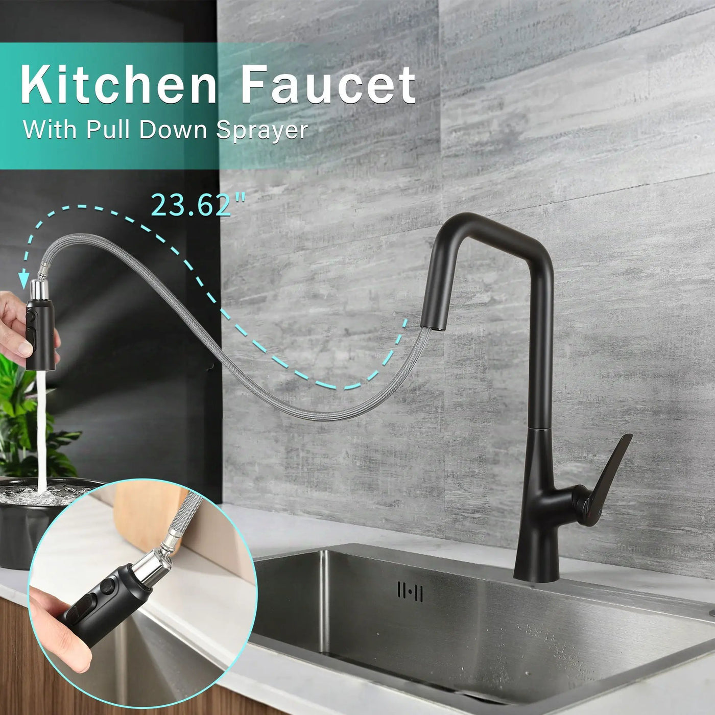 Professional Kitchen Faucet With 3 Function 360 Sprayer And 1 Touch Switching by HouseOfZazla