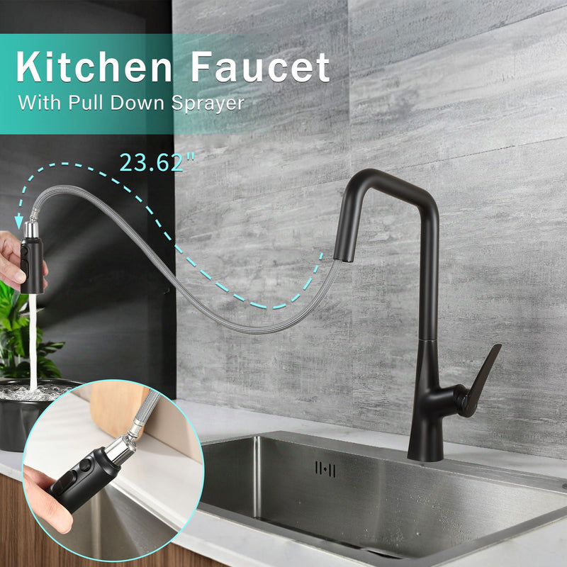 Professional Kitchen Faucet With 3 Function 360 Sprayer And 1 Touch Switching by HouseOfZazla