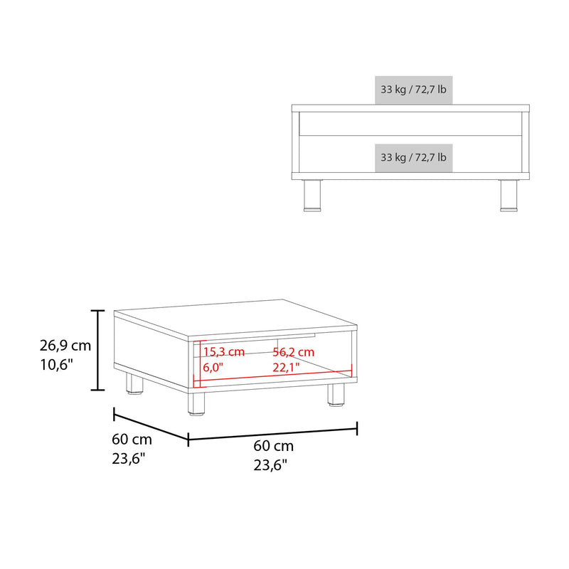 Coffee Table 1 Shelf, 4 Legs - Black, photo 6 of 7