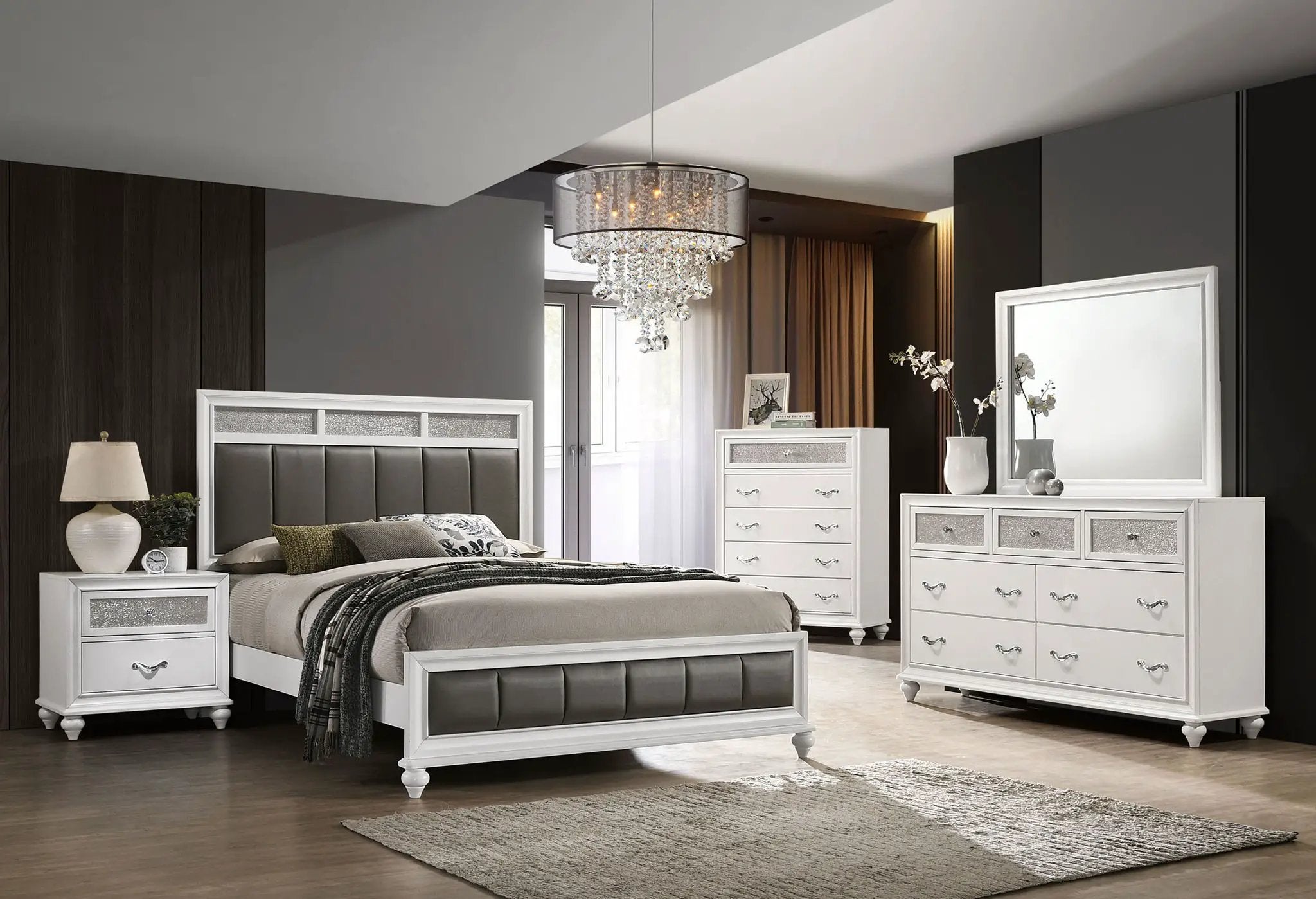 Barzini 5-piece Eastern King Bedroom Set White by Unique Piece Furniture
