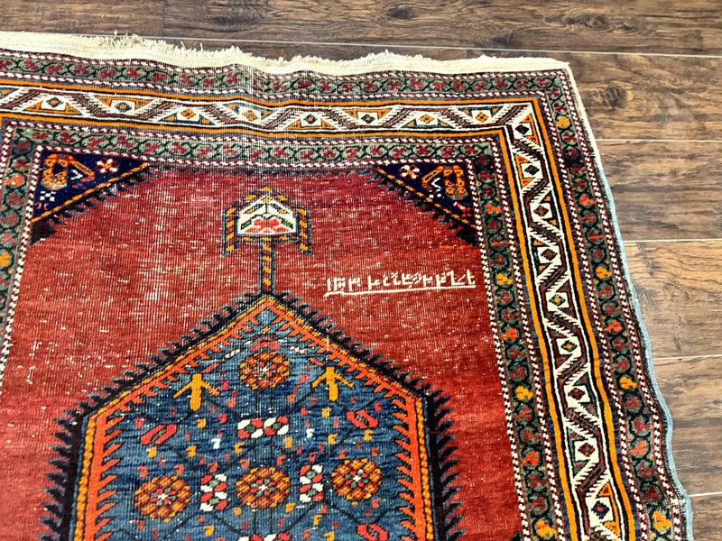 Antique Persian Sarab Runner Rug 3.9 x 12, Red, Handmade, Tribal Runner, Wool, Signed by Jewel Rugs