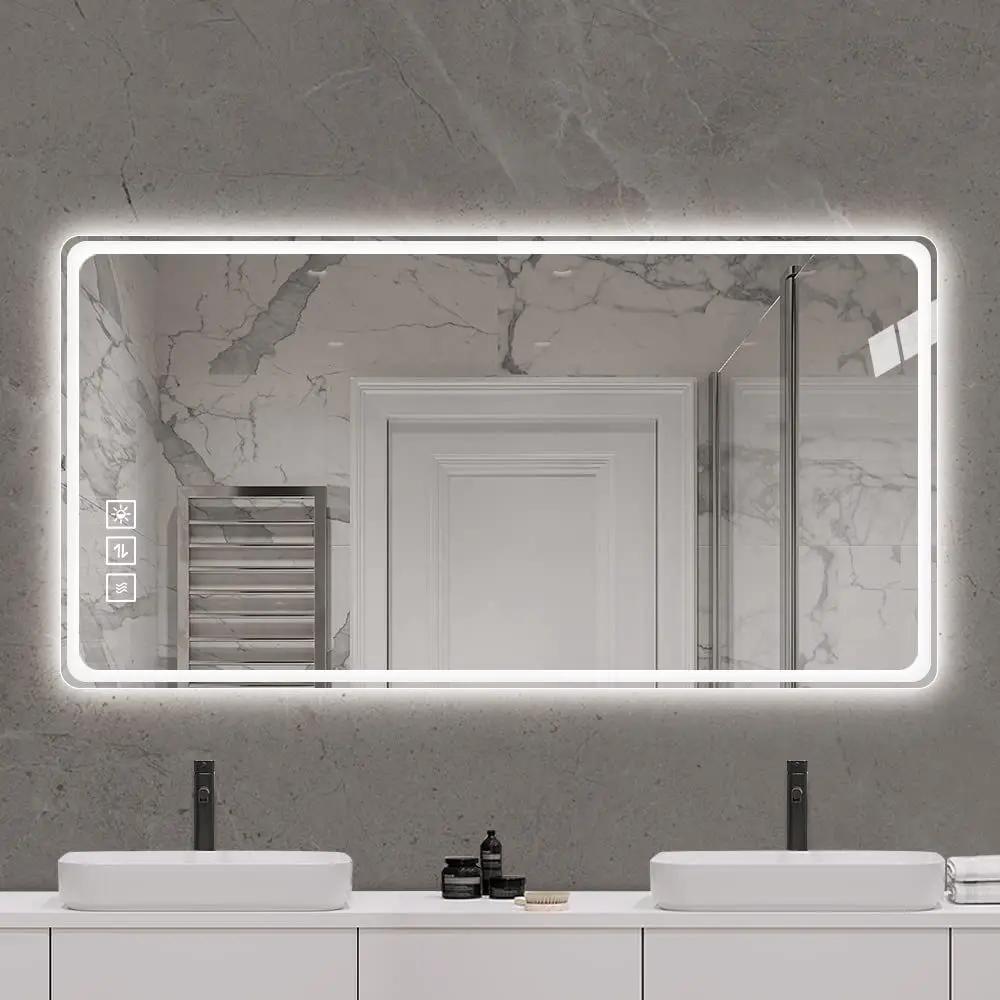Bathroom Mirror Vanity Mirrors With Front Lights, Wall Mounted, Anti-Fog, Frameless, Horizontal Or Vertical by HouseOfZazla