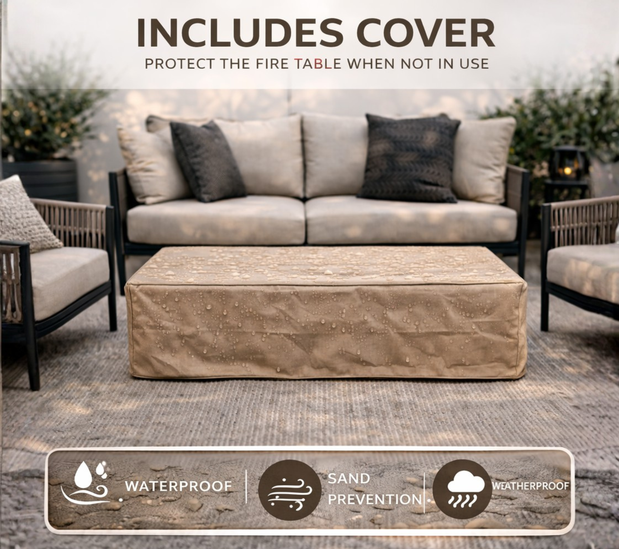 56" Propane Fire Pit Table, Rectangular Outdoor Gas Fire Pit by HouseOfZazla