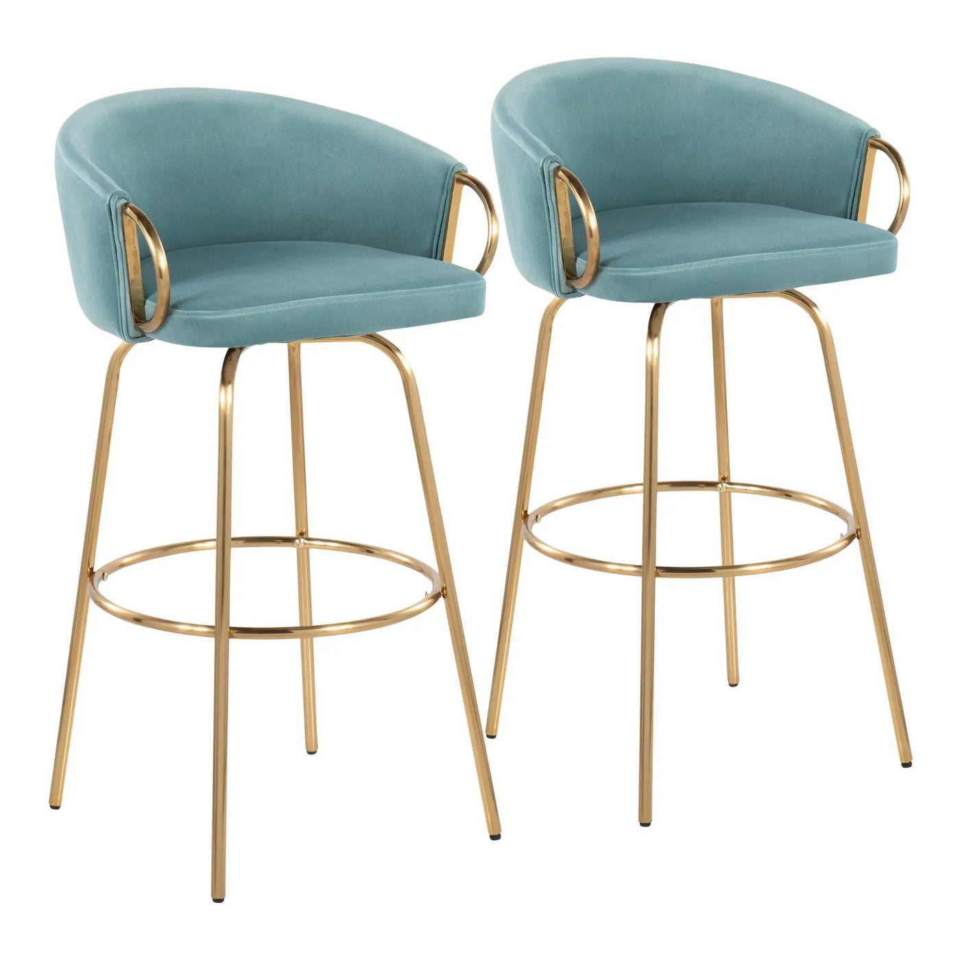 Claire - Contemporary / Glam Fixed Height Bar Stool (Set of 2) Round Footrest (Set of 2) by HouseOfZazla