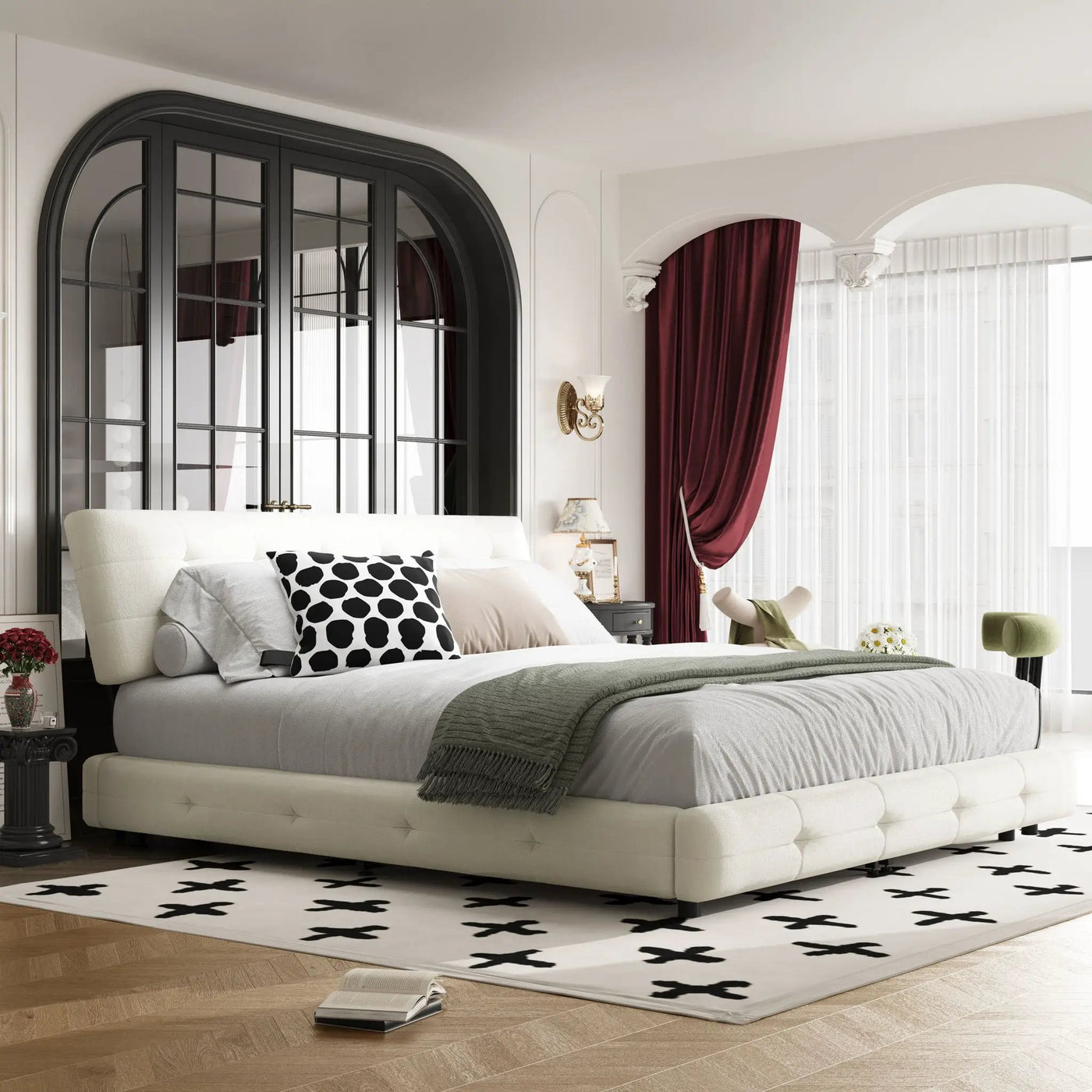 Tufted Headboard With Extra-Large Ultra-Soft Cloud Pillow Design by HouseOfZazla