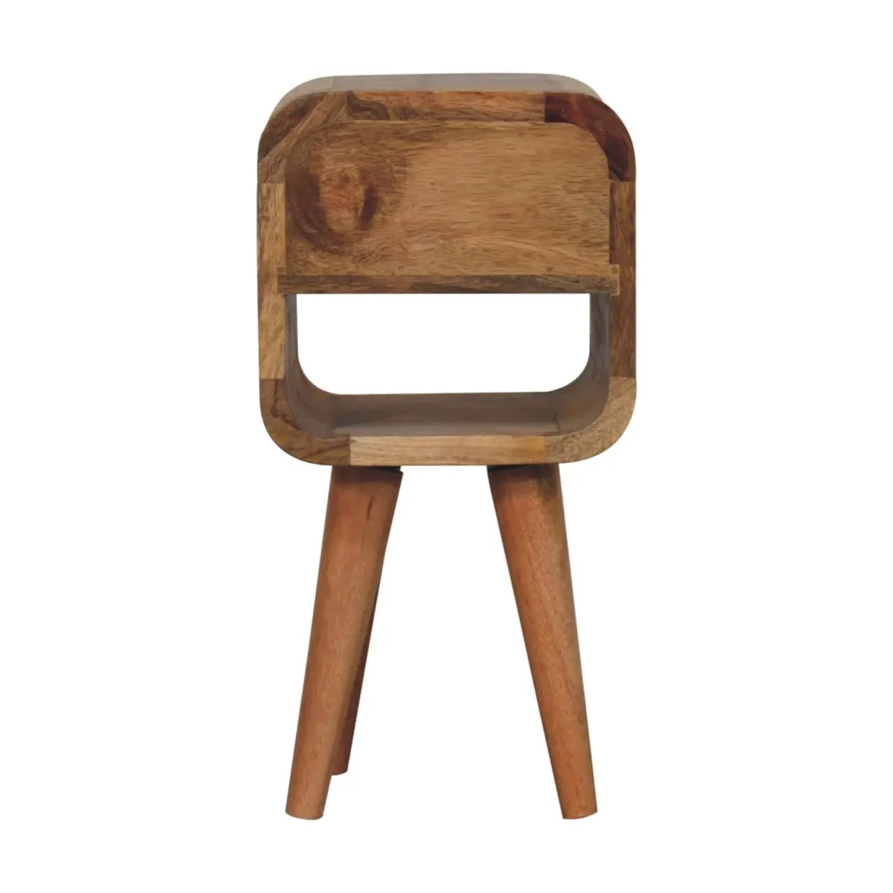 Solid Wood Extra Mini Oak-ish Curve Lower Bedside Table by HouseOfZazla