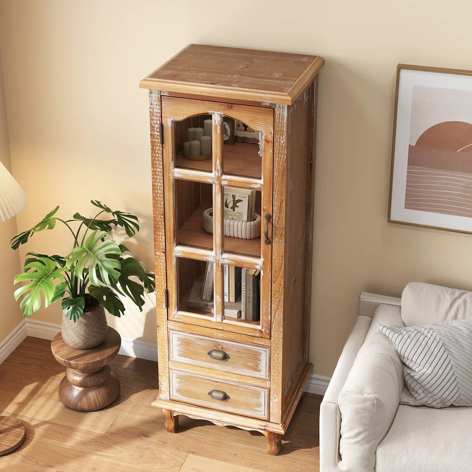 Rustic Wooden Storage Cabinet with Decorative Cutout Door & 2 Drawers by HouseOfZazla