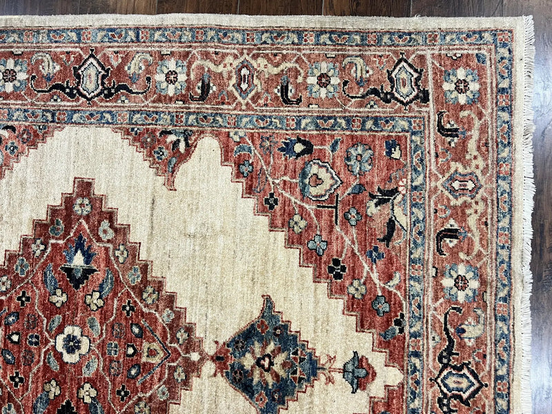 Peshawar Rug 5x7, Wool Hand Knotted Handmade Vintage Carpet, Serapi Design, Pakistani Rug 5 x 7 ft, Medium Sized, Geometric Rug by Jewel Rugs