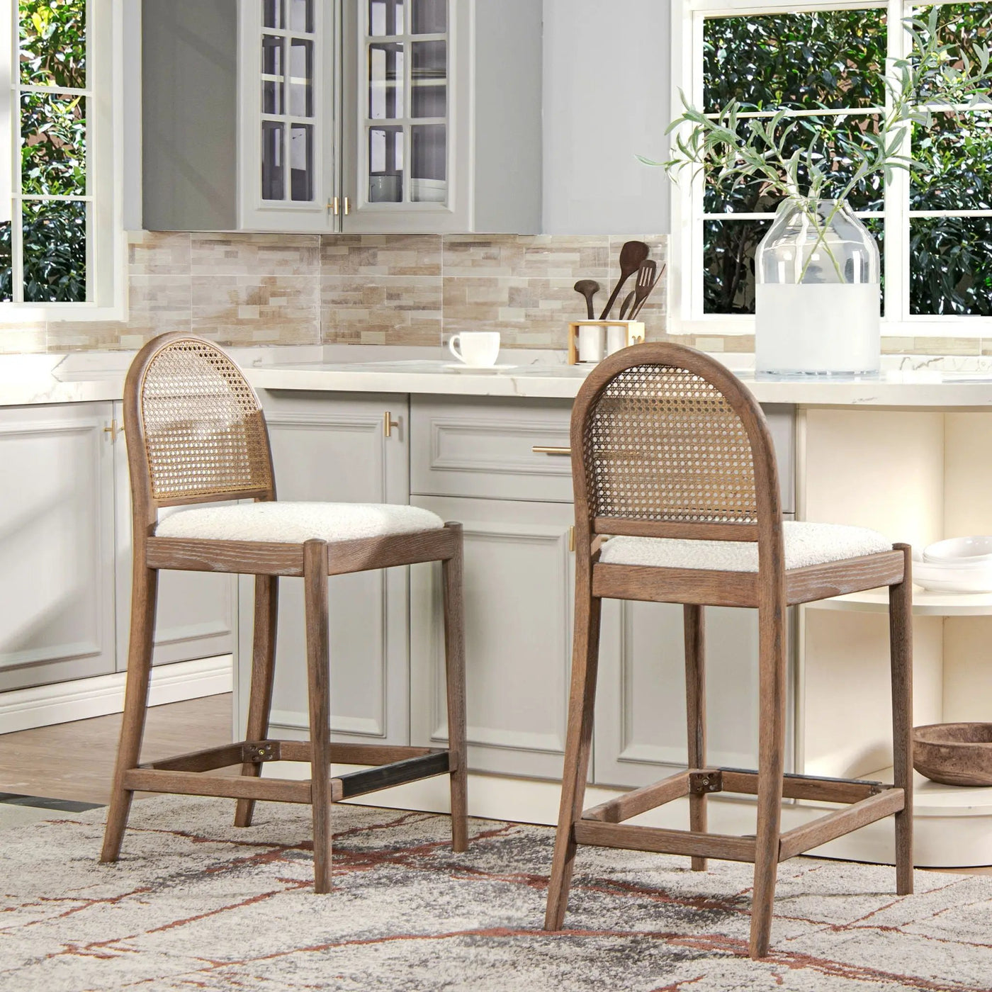 Panama - Curved Back Cane Counter Stool (Set of 2) by HouseOfZazla