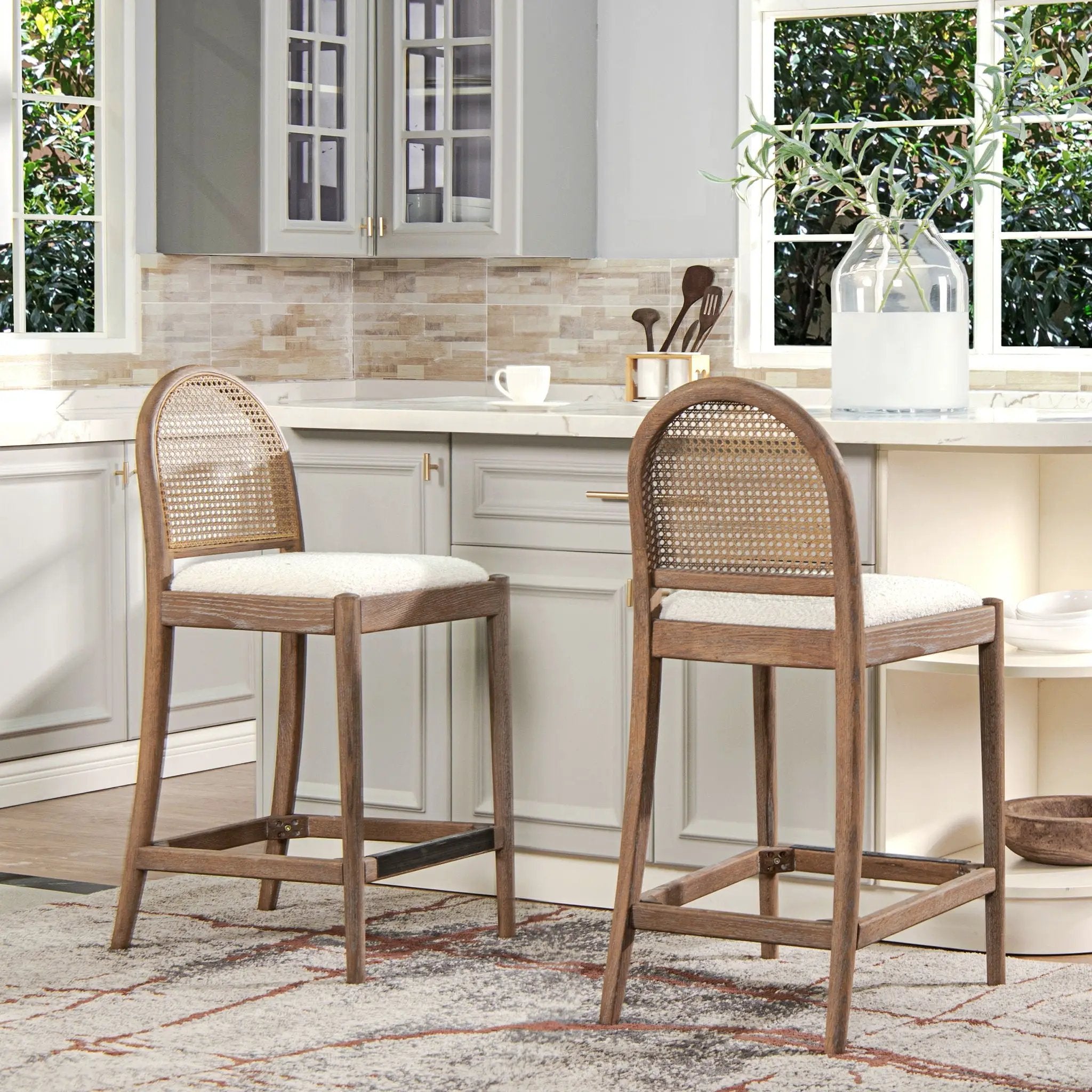 Panama - Curved Back Cane Counter Stool (Set of 2) by HouseOfZazla